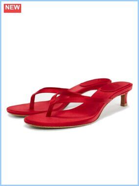 Kitten Heel Thong Sandals Round Toe T-Strap Flip Flops Faux Leather